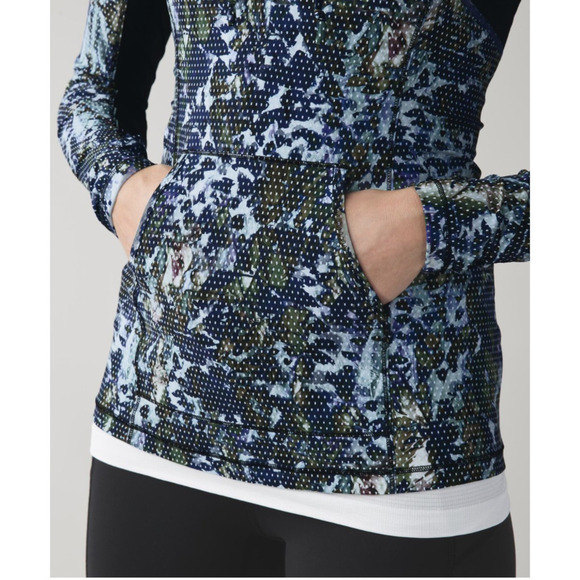 Lululemon Run UPF50+ Lightweight Hooded Slim Long Sleeve 4 Floral Black NWOT - Picture 5 of 13